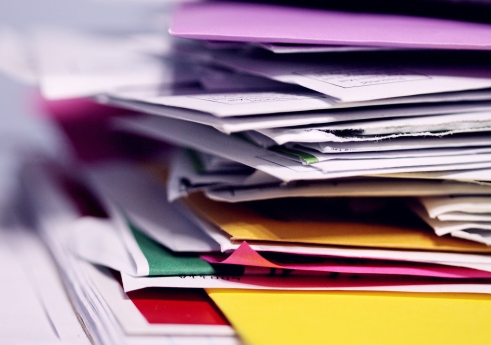 stay organized, mail pile