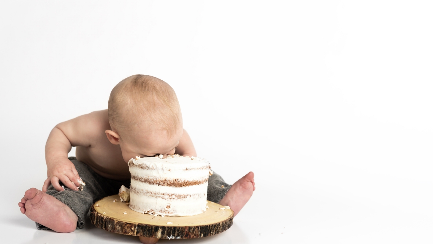 baby's head in a cake